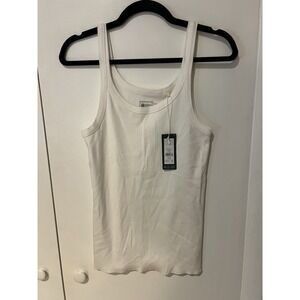 NWT Alpine Design Women's Ribbed‎ Tank Top White Size XL Raw Hem